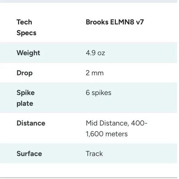💥 BROOKS ELMN8 7 Spike Track &amp; Field, Track Shoes, Cross Country unisex