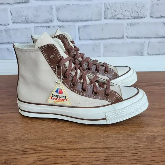 ⭐ Converse Chuck 70 High Leather Overlays Sz 5.5 Men's Shoes Ivory A09450C New