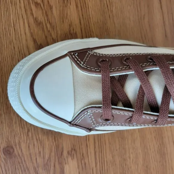 ⭐ Converse Chuck 70 High Leather Overlays Sz 5.5 Men's Shoes Ivory A09450C New