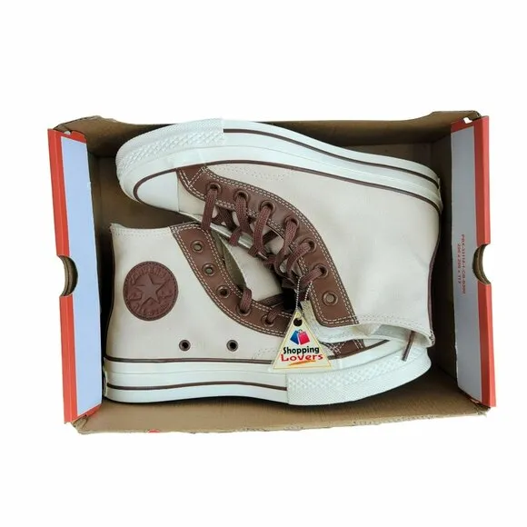 ⭐ Converse Chuck 70 High Leather Overlays Sz 5.5 Men's Shoes Ivory A09450C New