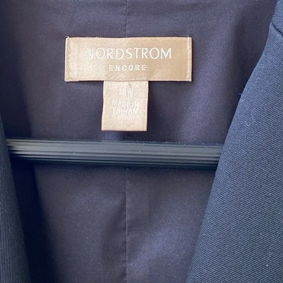 🖤 Nordstrom Encore Black Stretch Wool 4 Hidden-Button Blazer/Jacket, Plus 18W