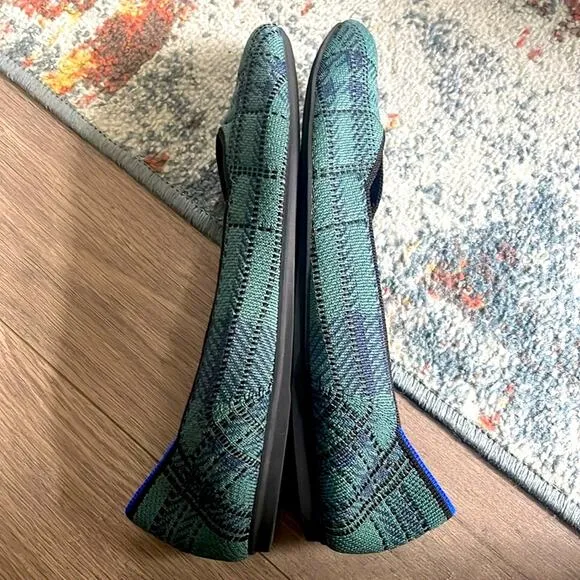 - Rothys round toe size 11.5 forest green plaid woman flat shoes