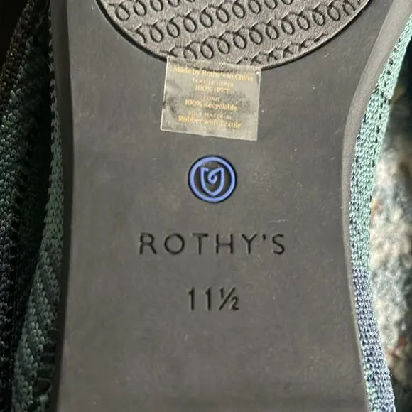 - Rothys round toe size 11.5 forest green plaid woman flat shoes