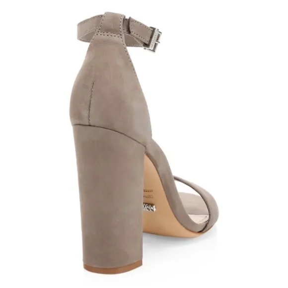 🌲 Schutz Enida 4&quot; Sandal Heel in Mouse Brown Tan Beige 9.5