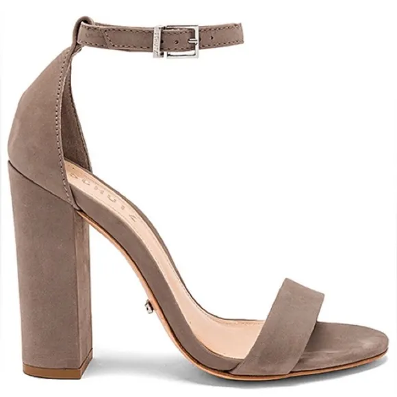 🌲 Schutz Enida 4&quot; Sandal Heel in Mouse Brown Tan Beige 9.5