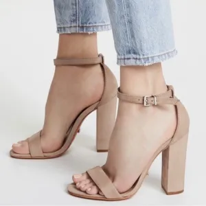 🌲 Schutz Enida 4&quot; Sandal Heel in Mouse Brown Tan Beige 9.5
