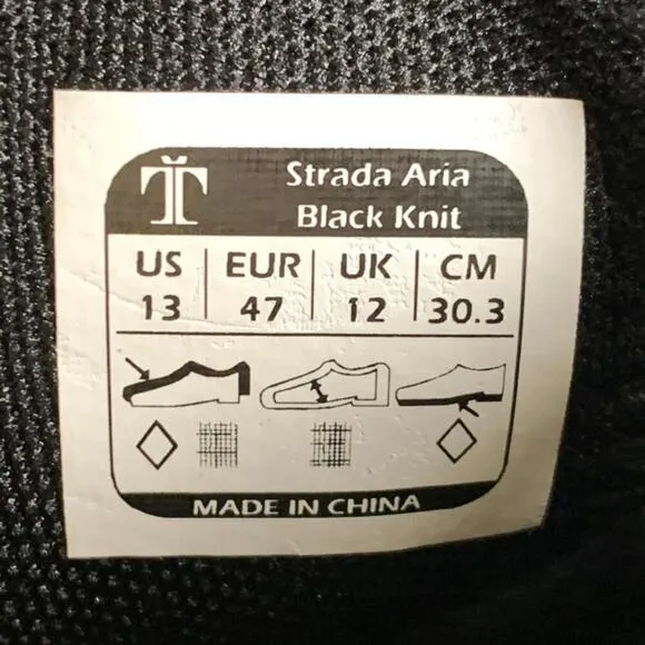 🔴 TOMMASO STRADA ARIA Men`s Size 13 Black Knit Athletic Cycling Shoes