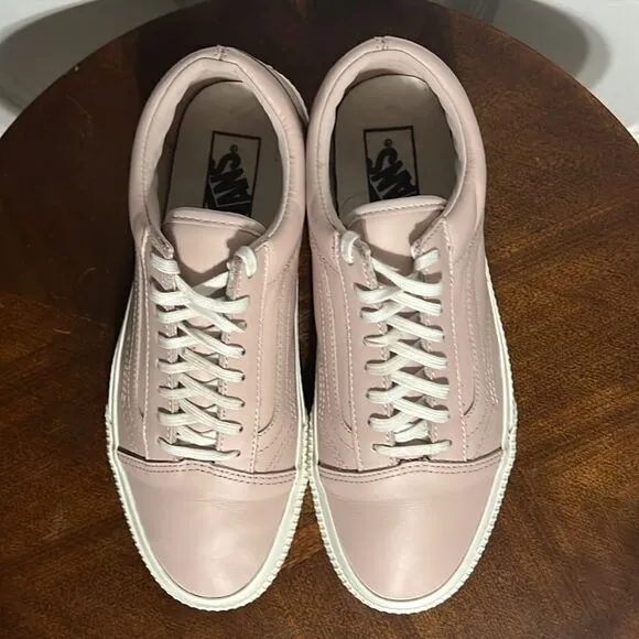 🔥 VANS OLD SKOOL All Leather Lace Up Sneakers - Mauve  - Women Sz 9 - PERFECT