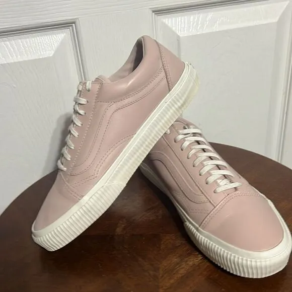 🔥 VANS OLD SKOOL All Leather Lace Up Sneakers - Mauve  - Women Sz 9 - PERFECT