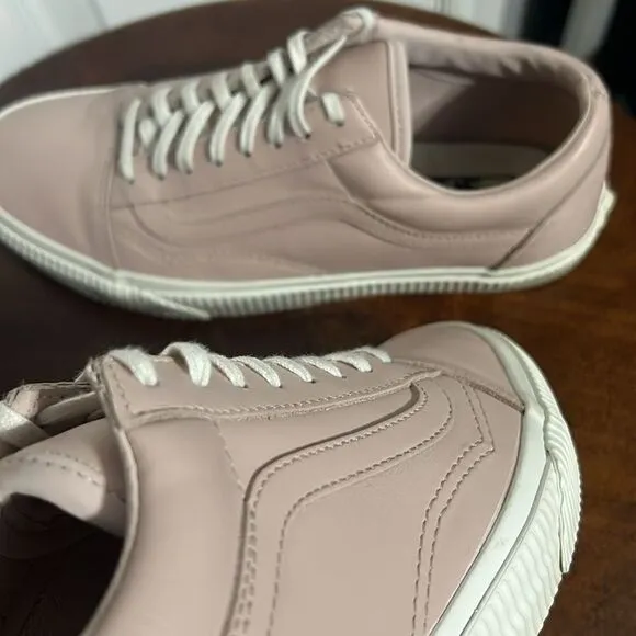 🔥 VANS OLD SKOOL All Leather Lace Up Sneakers - Mauve  - Women Sz 9 - PERFECT