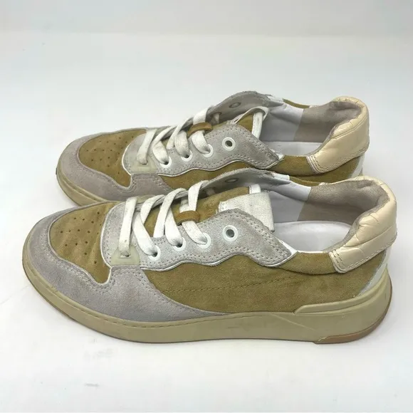 👟 Veronica Beard “Toma” Platform Shoes – Leather &amp; Suede – Gray/Cream/Tan