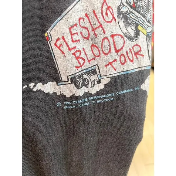 1990 Poison Flesh and Blood Tour 90s Vintage Band Promo Brockum Tee Shirt Black