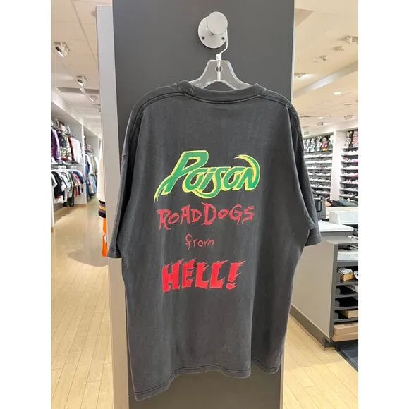 1990 Poison Flesh and Blood Tour 90s Vintage Band Promo Brockum Tee Shirt Black