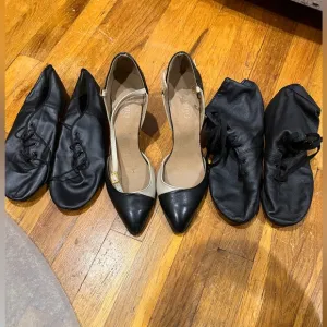 3 pairs of black dance shoes
