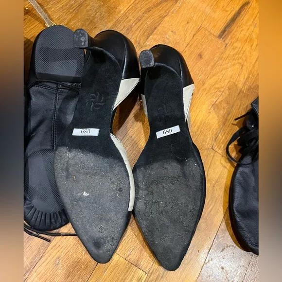3 pairs of black dance shoes