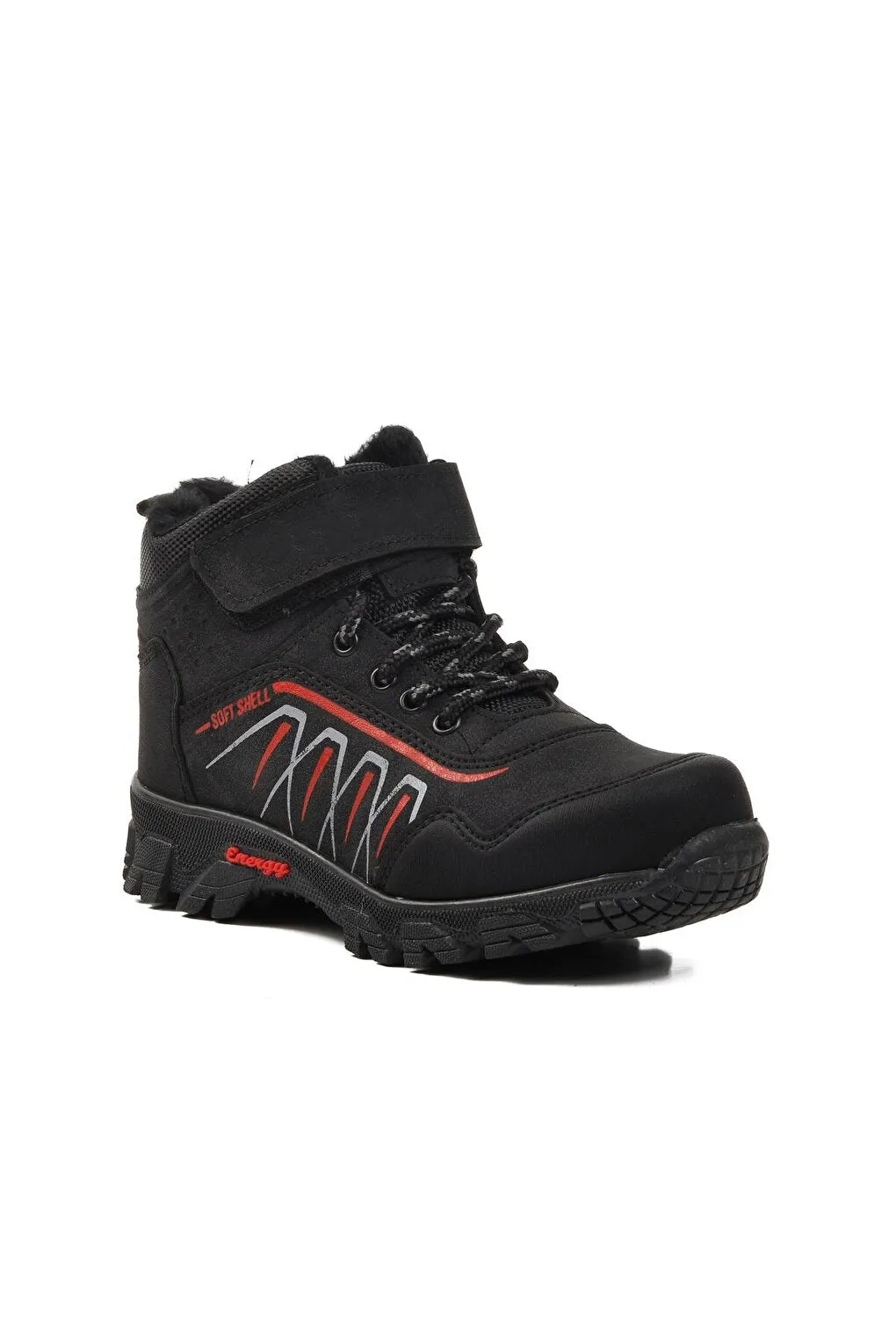 437-F Black-Red Children's Outdoor Boots with Fur Inside