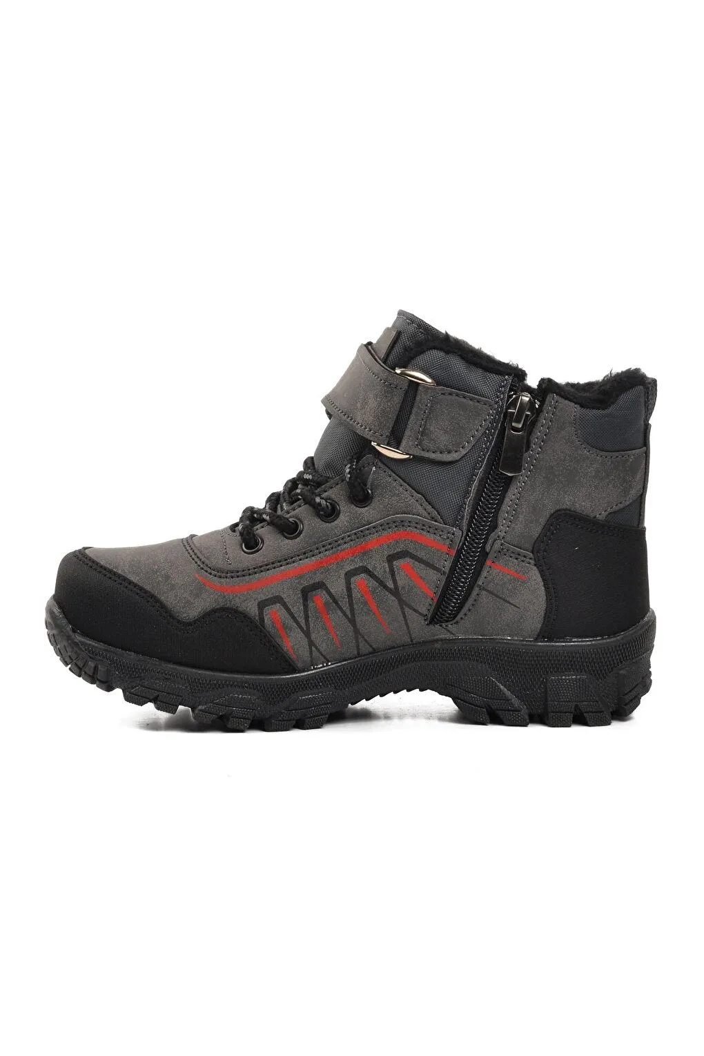 437-F Smoked-Black Children's Outdoor Boots with Fur Inside