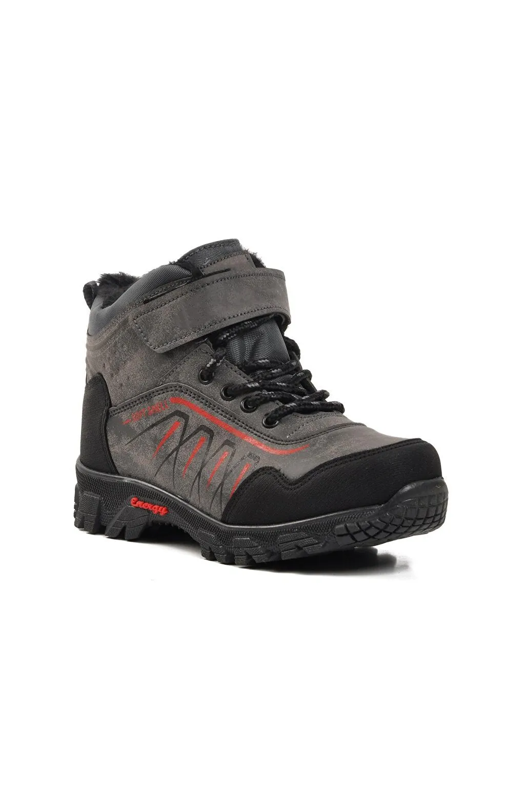 437-F Smoked-Black Children's Outdoor Boots with Fur Inside