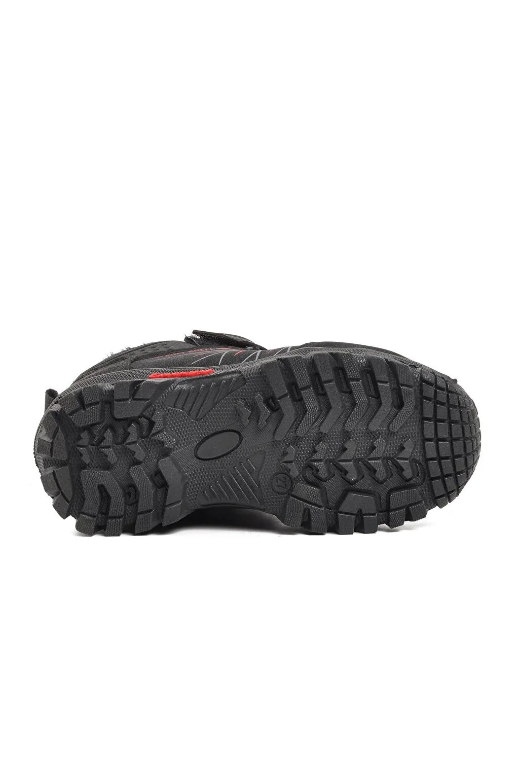 437-P Black-Red Children's Outdoor Boots with Fur Inside