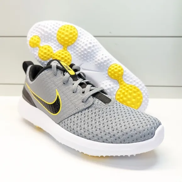 6Y Nike Roshe Golf G Junior Lace Up Grey Yellow 909250-012 Spikeless shoes