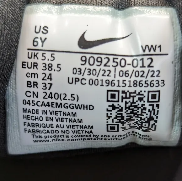 6Y Nike Roshe Golf G Junior Lace Up Grey Yellow 909250-012 Spikeless shoes