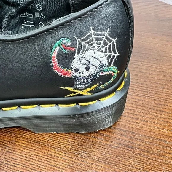 7 DOC MARTENS 1461 SOUVENIR EMBROIDERED LEATHER SHOES NIB