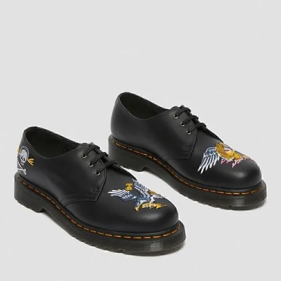 7 DOC MARTENS 1461 SOUVENIR EMBROIDERED LEATHER SHOES NIB