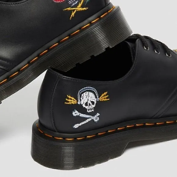 7 DOC MARTENS 1461 SOUVENIR EMBROIDERED LEATHER SHOES NIB