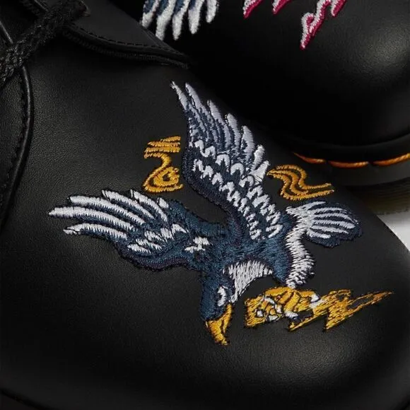 7 DOC MARTENS 1461 SOUVENIR EMBROIDERED LEATHER SHOES NIB