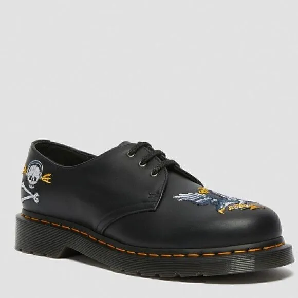 7 DOC MARTENS 1461 SOUVENIR EMBROIDERED LEATHER SHOES NIB