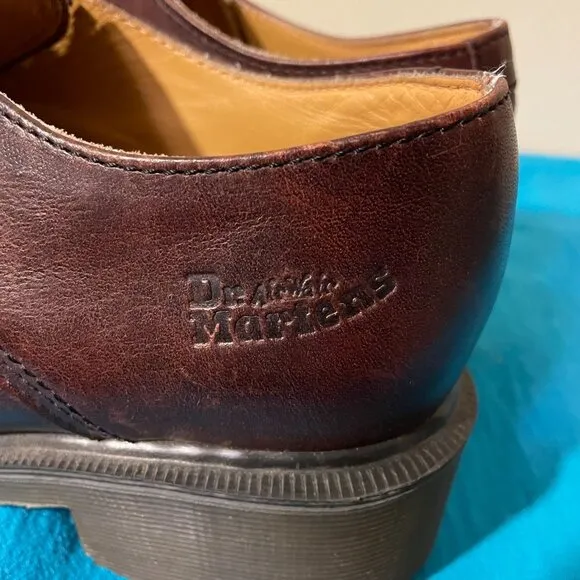 90s Vintage Dr. Martens Made in England Brown Leather 3-Eye Cap Toe Oxford Shoes