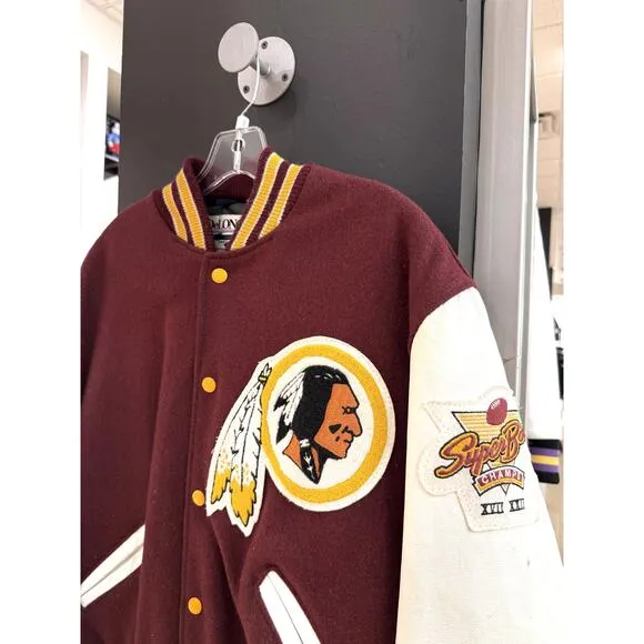 90s Washington Redskins Vintage DeLong NFL Football Wool Leather Varsity Jacket