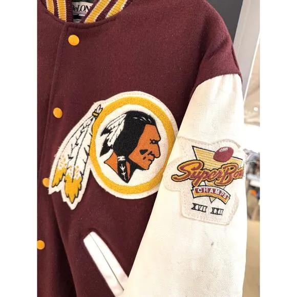 90s Washington Redskins Vintage DeLong NFL Football Wool Leather Varsity Jacket