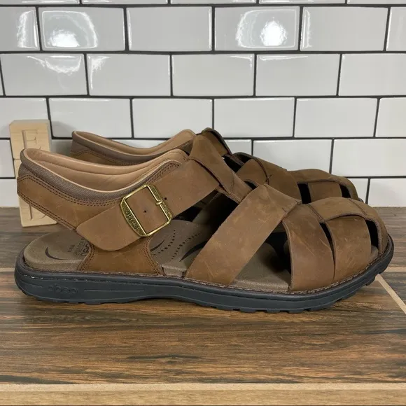 Abeo BIO System Brandon Men's Sz 14 Shoes Brown Leather Neutral Fisherman Sandal