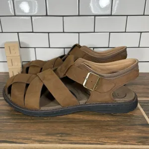 Abeo BIO System Brandon Men's Sz 14 Shoes Brown Leather Neutral Fisherman Sandal