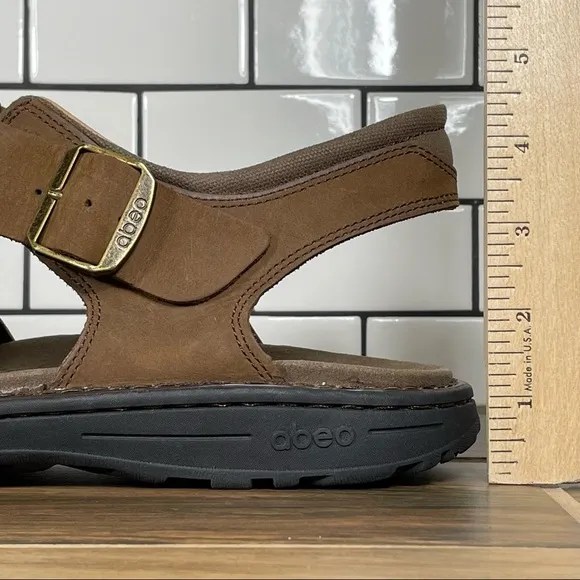 Abeo BIO System Brandon Men's Sz 14 Shoes Brown Leather Neutral Fisherman Sandal