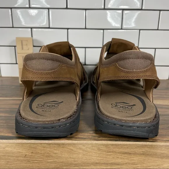 Abeo BIO System Brandon Men's Sz 14 Shoes Brown Leather Neutral Fisherman Sandal