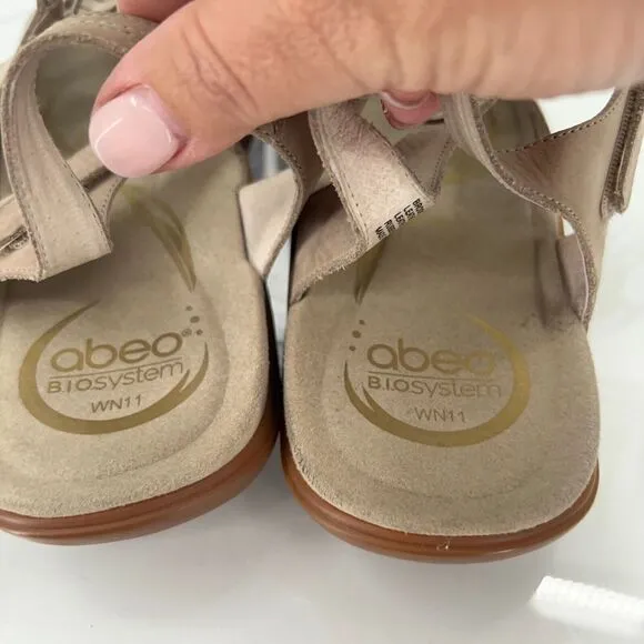 ABEO B.I.O. System Brook Sandals Women's 11 Neutral Taupe Nubuck Gladiator Shoes
