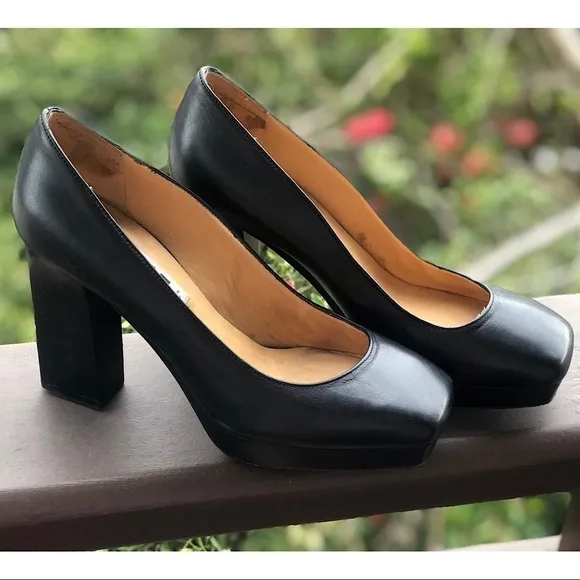 Acne Studios Black Square Toe Platform 4” High Heels