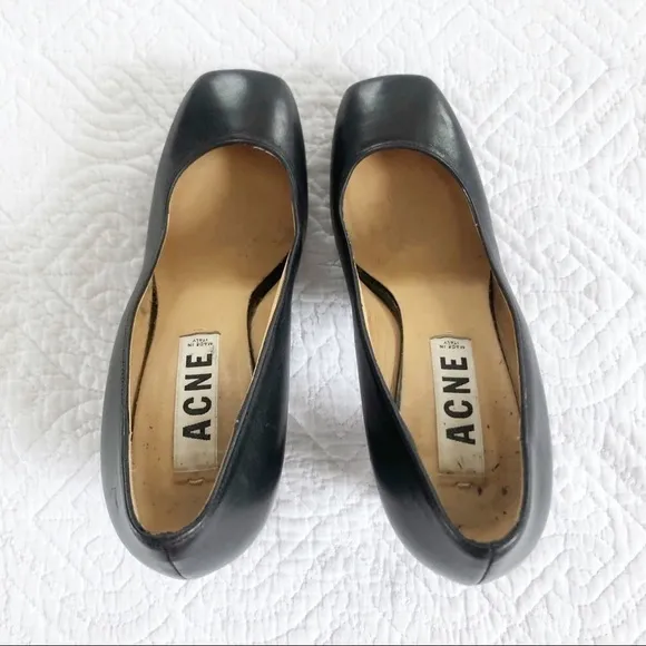 Acne Studios Black Square Toe Platform 4” High Heels