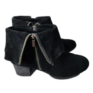 Adam Tucker Womens Isadora Booties Size 9 Black Suede Leather Heeled Ankle Shoes