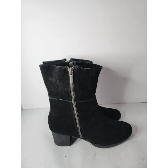 Adam Tucker Womens Isadora Booties Size 9 Black Suede Leather Heeled Ankle Shoes