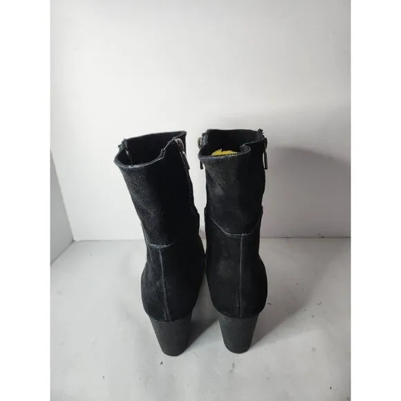 Adam Tucker Womens Isadora Booties Size 9 Black Suede Leather Heeled Ankle Shoes