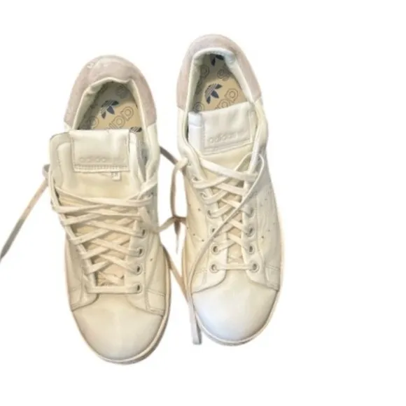 Adida Men's Stan Smith White Leather Sneakers White Low Top Size  9