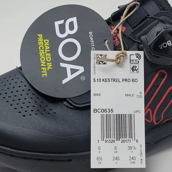 Adidas 5.10 Kestrel Pro Boa Black Red  BC0635 Cycling Bike Shoes Men Sz 6.5 New