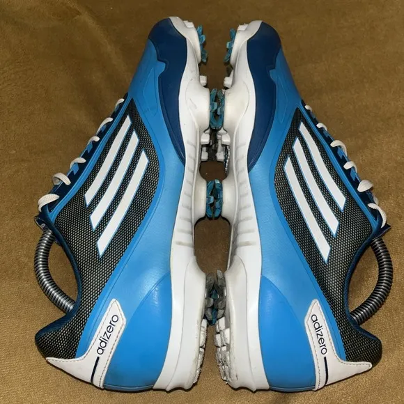 Adidas Adizero Light One Golf Shoes Blue White Cleats Size 10.5 Lace Up Q46944