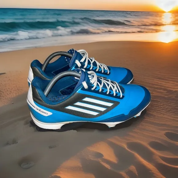 Adidas Adizero Light One Golf Shoes Blue White Cleats Size 10.5 Lace Up Q46944