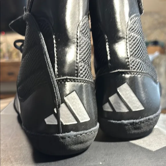 Adidas Black and White High-Top Athletic Shoes