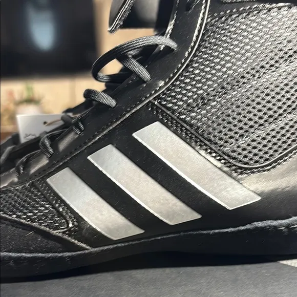 Adidas Black and White High-Top Athletic Shoes