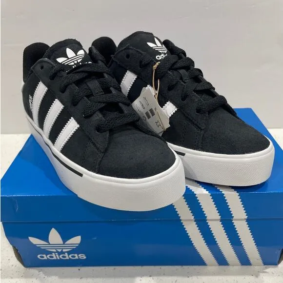Adidas Campus Vulc J Retro Black White Sz Kids 4.5, Women Sz 6 New Sneakers